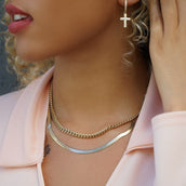 5mm Cuban Link Chain + Herringbone Necklace Bundle