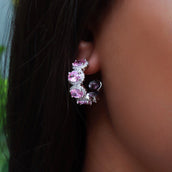 Pink Oval Stone Earrings