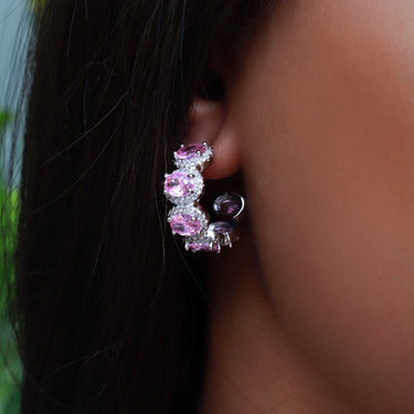 Pink Oval Stone Earrings