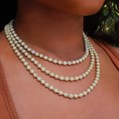 Iced Ball Necklace in Yellow Gold - 4mm