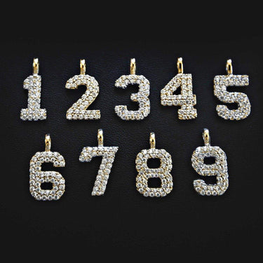 10k Solid Gold Number Pendants in Yellow Gold
