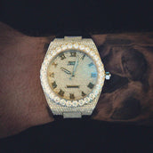 Fully Iced Alpha Era Gold w/ Rubber Strap