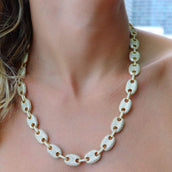 Iced Gucci Link Necklace in Yellow Gold