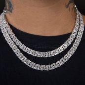 Baguette Chain Link Necklace in White Gold
