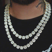 Clustered Tennis Necklace in Yellow Gold