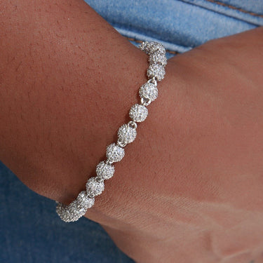 Iced Ball Bracelet in White Gold - 4mm