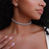 Iced Cuban Choker in White Gold - 8.5mm