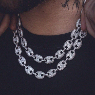 Iced Gucci Link Necklace in White Gold