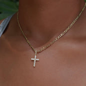Micro Diamond Cross in Yellow Gold