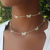 2-in-1 Micro Butterfly Necklace in Yellow Gold