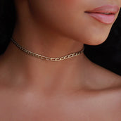 Mixed Link Choker in Yellow Gold