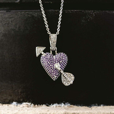 Purple Heart Pendant in White Gold