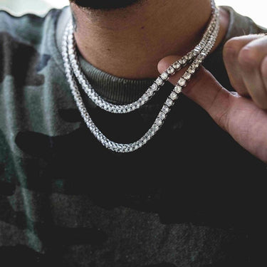 5mm Round Cut Tennis Necklace Bundle in White Gold