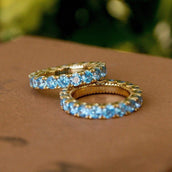 4mm Single Layer Diamond Band Ring w/ Blue Stones