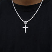 Diamond Studded Cross in White Gold