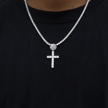 Diamond Studded Cross in White Gold