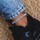 8.5mm GLD Link Anklet in White Gold