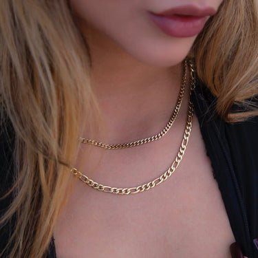3MM Micro Cuban Necklace + 4MM Figaro Chain Necklace Bundle