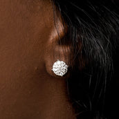 10mm Pave Set Stud Earring in White Gold