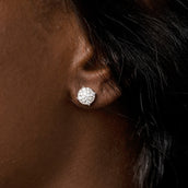 8MM Pave Set Stud Earring in White Gold