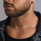 10k Solid Gold Figaro Link Necklace (3mm)