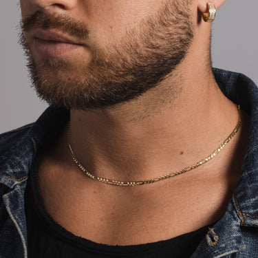 10k Solid Gold Figaro Link Necklace (3mm)