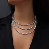 Iced Ball Necklace in White Gold - 4mm