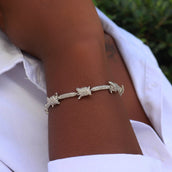 Iced Barbed Wire Bracelet in White Gold