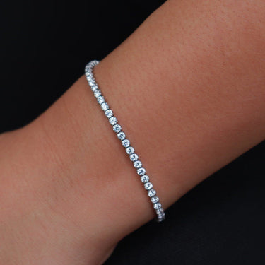 Micro Tennis Bracelet in White Gold (Adjustable)